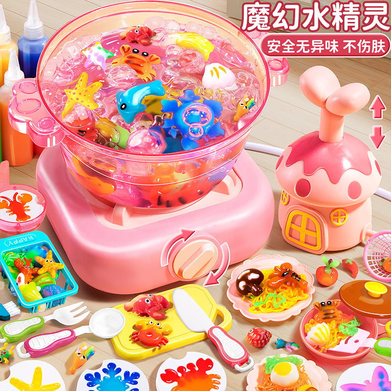 Mushroom water baby children DIY handmade magic water elf kitchen toy puzzle boy girl birthday gift