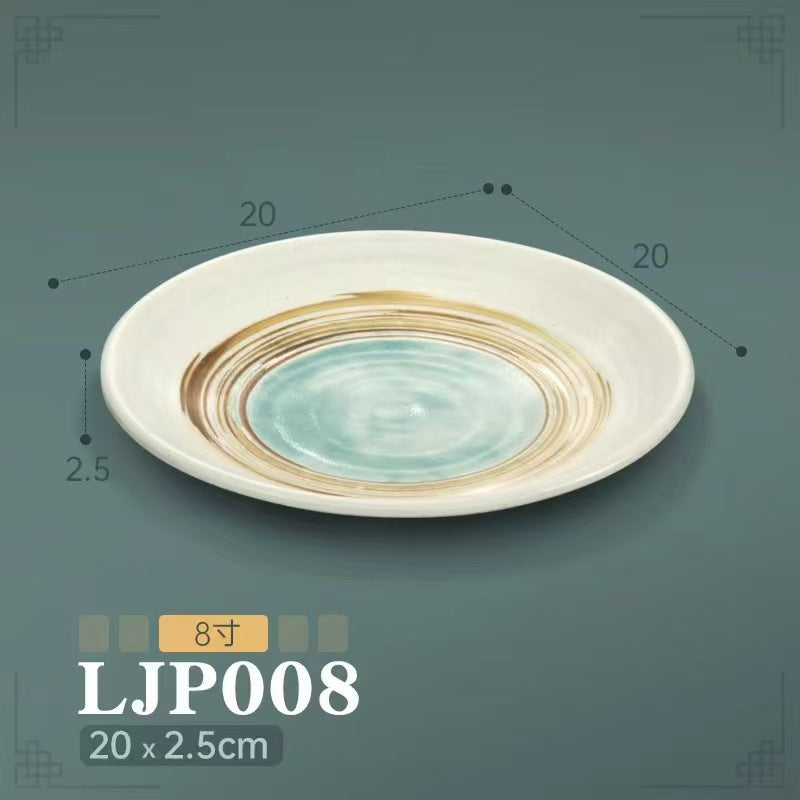 Melamine hot pot side dish plate beef plate imitation porcelain sushi plate korean style barbecue dish plate palace style hotel bowl and dish suit