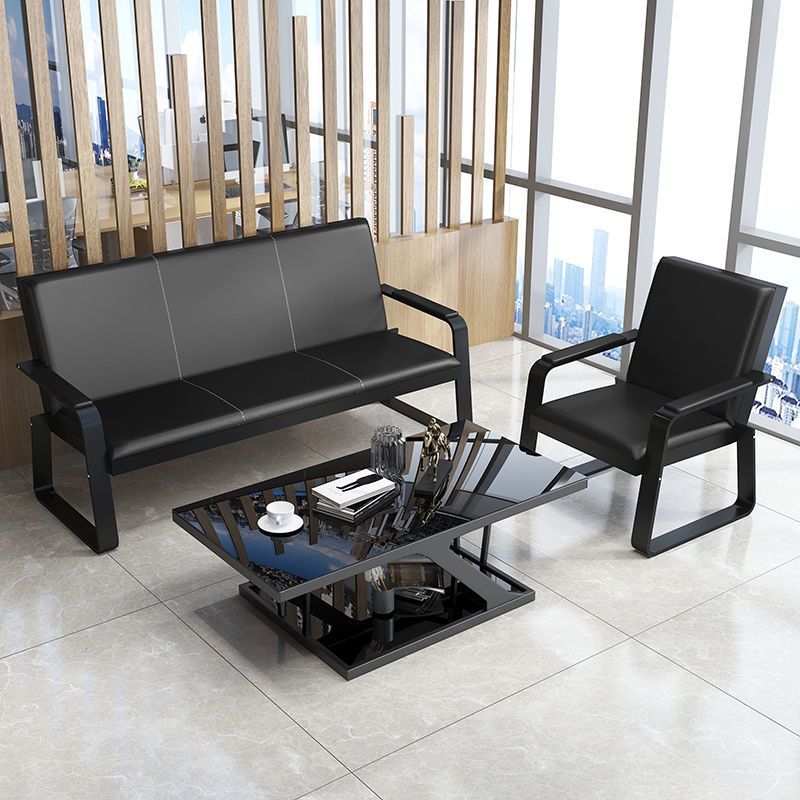 Office sofa and coffee table set - modern minimalist reception sofa for business, 3-seater office sofa