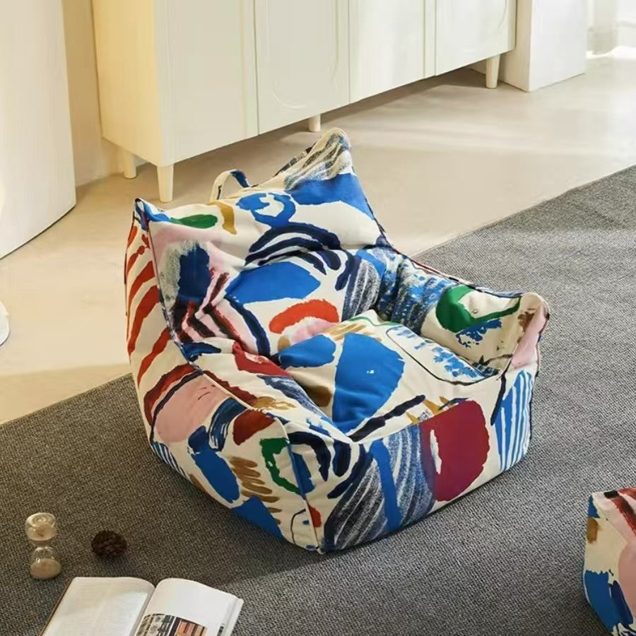 Graffiti lazy sofa commemorative caterpillar casual bean bag suede lounge chair can be used for home balcony cross-border foreign trade