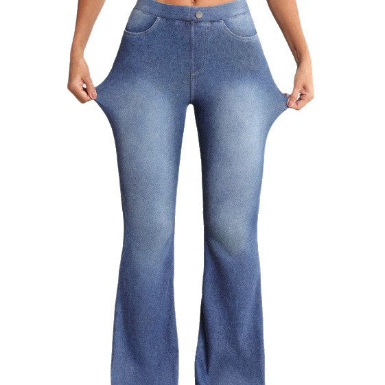 Amazon tiktok pinduoduo foreign trade cross-border fashion high elastic tummy control retro micro-flared jeans for women spring autumn
