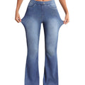 Amazon tiktok pinduoduo foreign trade cross-border fashion high elastic tummy control retro micro-flared jeans for women spring autumn