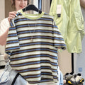 Kids'  summer new striped short-sleeve trendy t-shirt for boys and girls - summer sweat-absorbent and breathable top