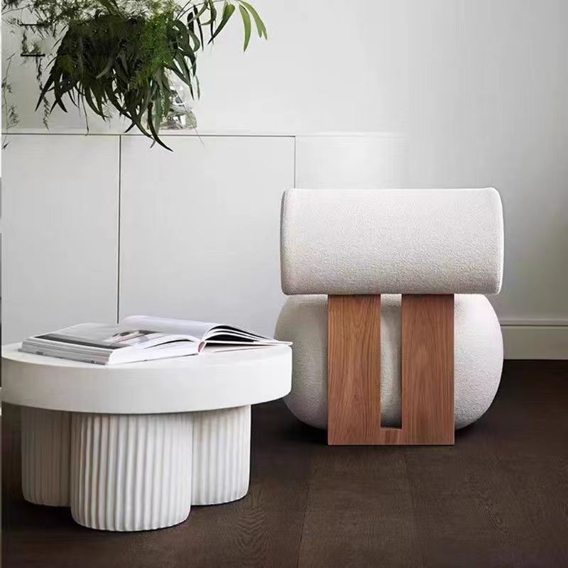 Cream style single sofa chair fabric balcony casual chair negotiation area sofa table and chair combination movable solid wood