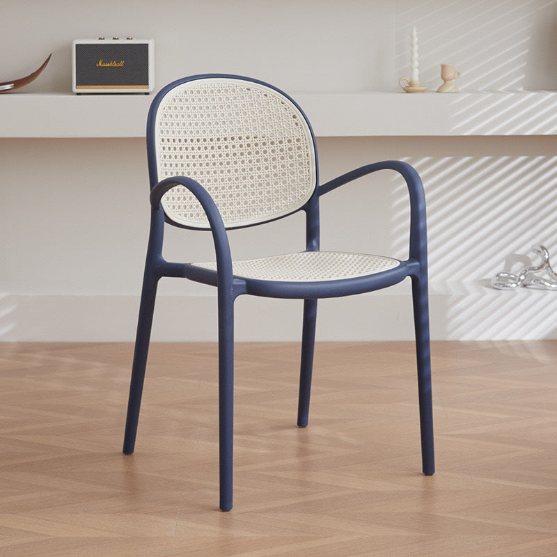 Scandinavian dining chair plastic imitation rattan chair stackable cut out armchair negotiation chair high backrest with accessible luxuryfor home