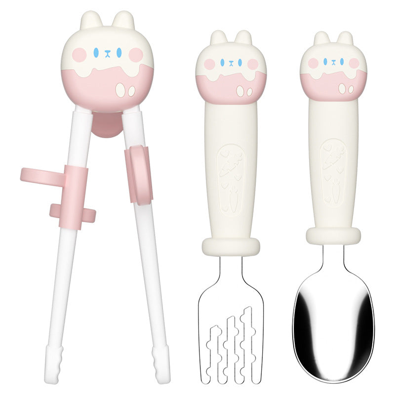 Children's chopsticks - tiger mouth training chopsticks for 3-6 year olds - baby auxiliary tableware fork & spoon set - learning to eat practice - specifically for toddlers