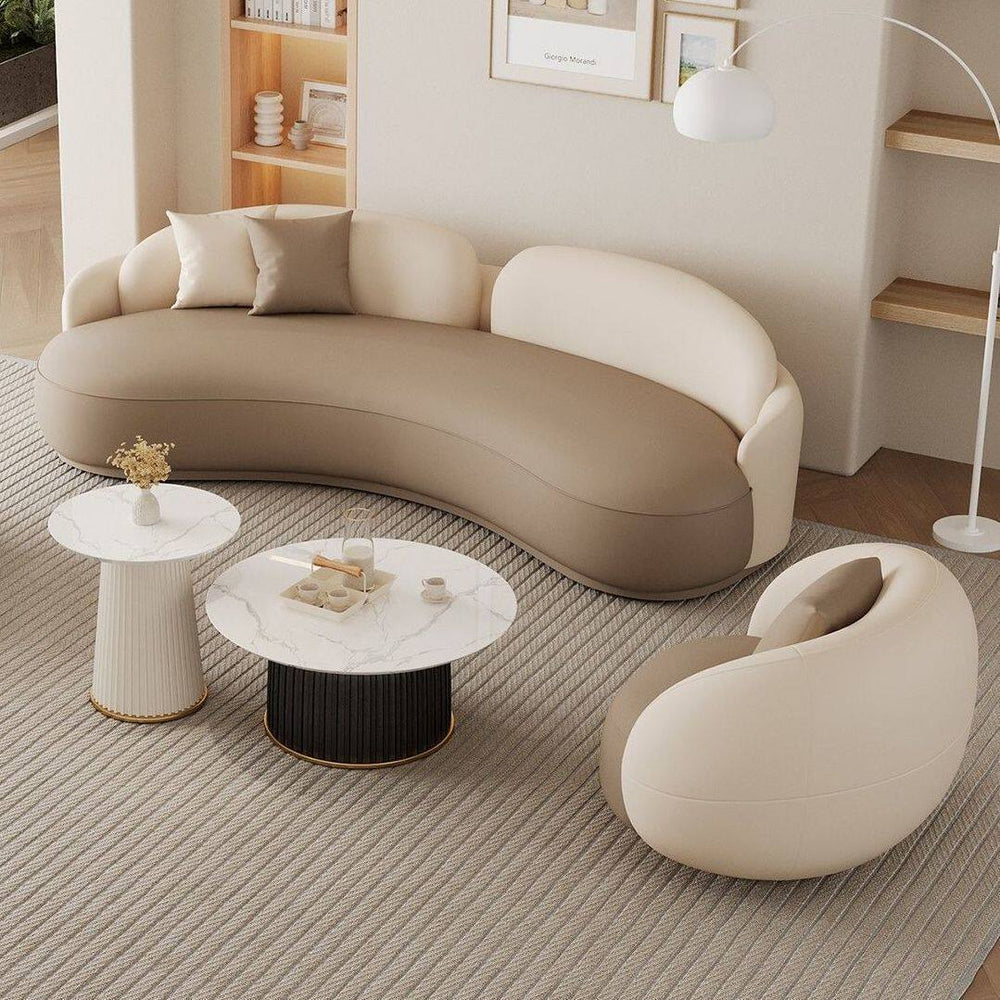 Retro small apartment leather curved sofa popular sales office negotiation accessible luxury technology cloth clothing store reception sofa