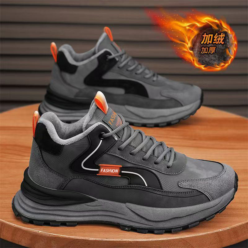 Winter new men's shoes: fleece-lined, warm, double-layer cotton shoes for men - waterproof, slip-resistant, work safety, wear-resistant, thick-soled athletic shoes