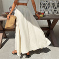 fashionexport summer vacation casual skirt high waist large swing slimming lookeasiest for match beach long skirt