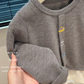 New girls' spring/autumn lace-trimmed cartoon embroidered undershirt - versatile, stylish, and trendy brand for baby girls