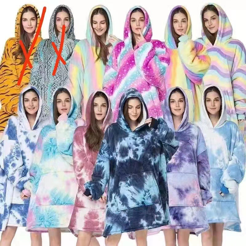 Lazy pullover pajamas, heattech clothing, cashmere tv blanket, hugging hoodie, cold-proof heattech nightgown, home clothes