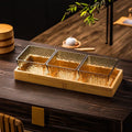 3-compartment fruit plate amber water ripple + wooden plate thickened plastic