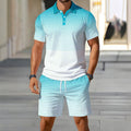 hot-selling men's polo shirt set, new summer two-piece casual short-sleeve and shorts set, dropshipping available