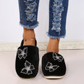 new arrivalins style cotton slippers for women indoor and outdoor flatsheattech shoes autumn and winter rhinestone butterfly popular furry slippers