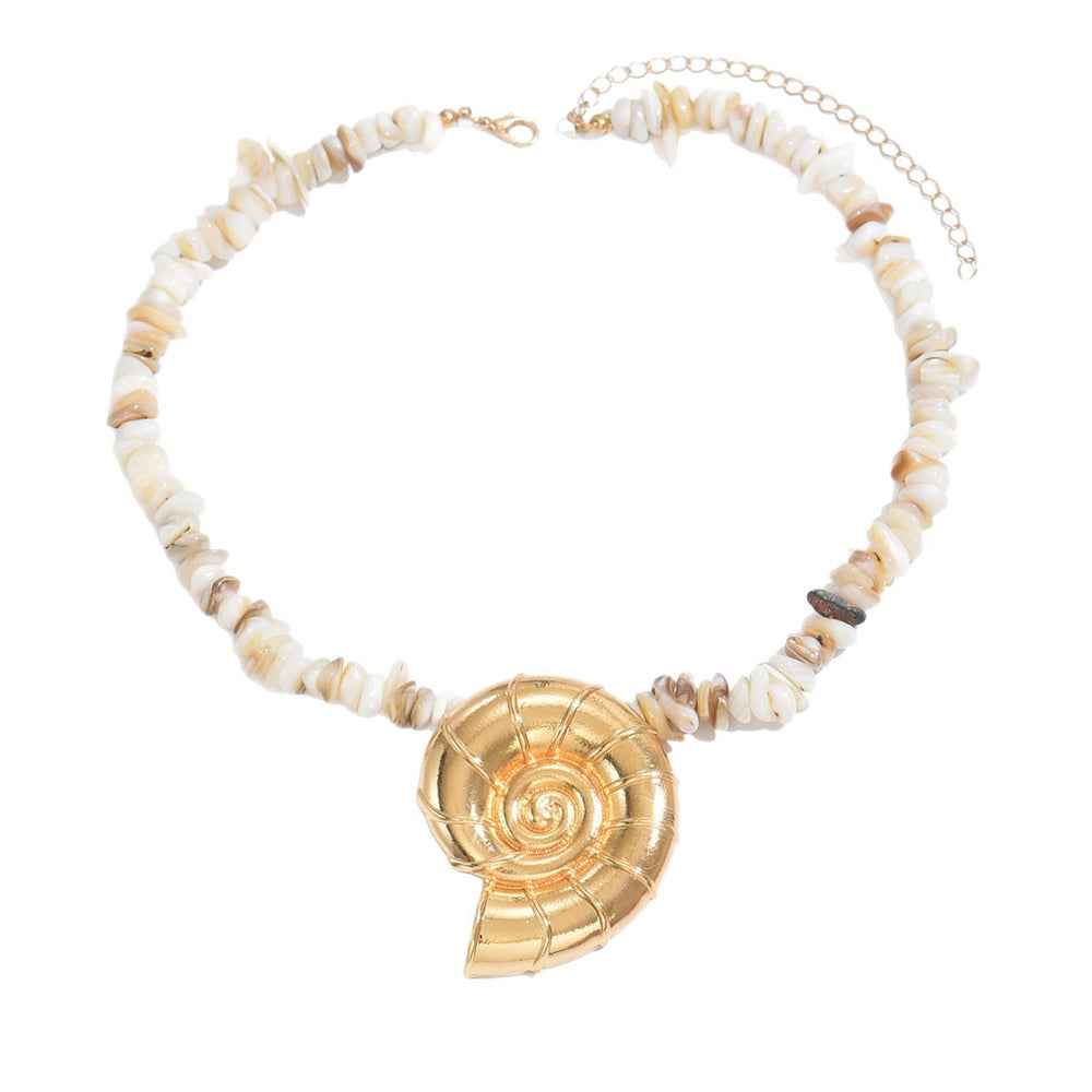 Exaggerated necklace wholesale cross-border new arrival oversized alloy conch pendant beach ocean shell string chain women's clavicle chain