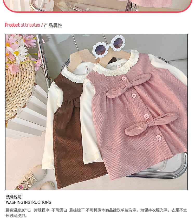 Girls' korean style outfit set - new spring  collection: stylish lace trim undershirt, vest, and casual wide-leg pants for kids