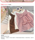 Girls' korean style outfit set - new spring  collection: stylish lace trim undershirt, vest, and casual wide-leg pants for kids