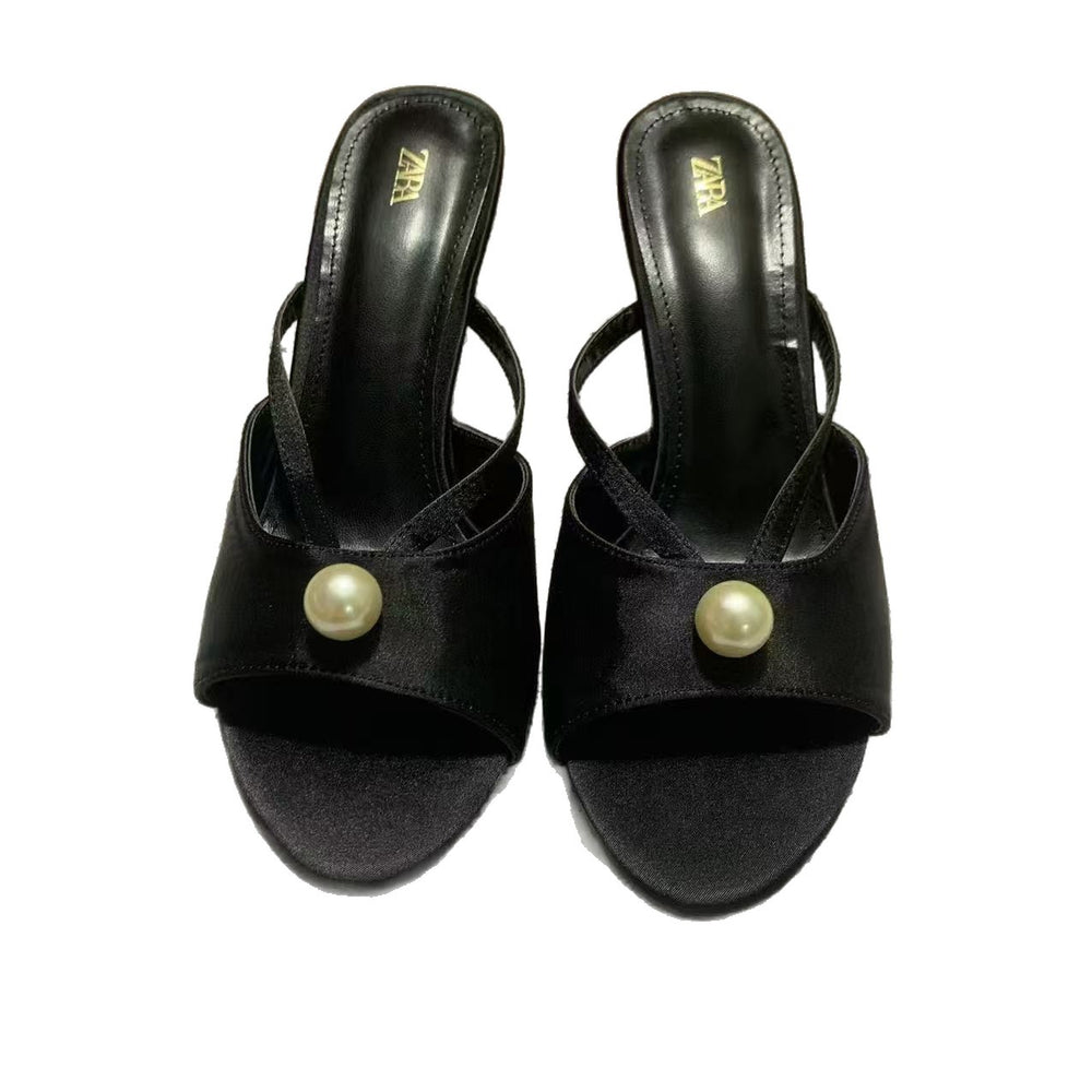 Za2025 high-heeled flip-flops outwearpopular2025frenchfashionsummer high-heeled shoes slippers sandals good looks