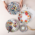 Wholesale nordic creative ceramic dessert plate round multi-tiered skewer plate fruit plate household personalized decal plate