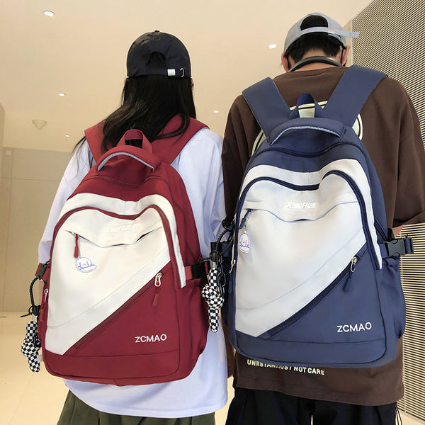 Wholesale 2023 new versatile contrasting color backpack female junior high school student schoolbag Korean version trendy backpack