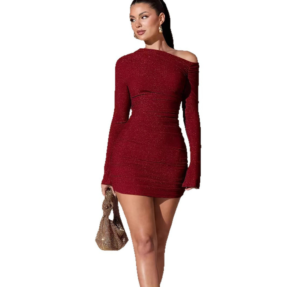 cross-border e-commerce women's party evening dress bodycon red dress elegant  mini dress
