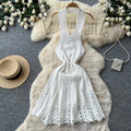 K-style sleeveless halter neck knittingsense of designdress women's summer sexybacklesscut outslimming look a-line skirtaccessible luxury