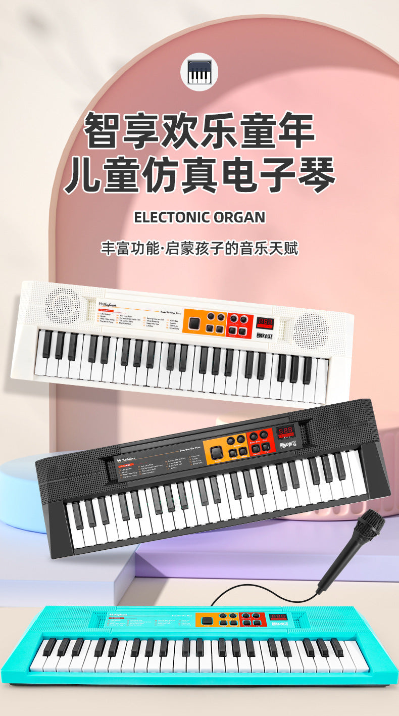 Kids' 44-key electronic keyboard - beginner piano, rechargeable with microphone, multifunctional musical toy for boys and girls