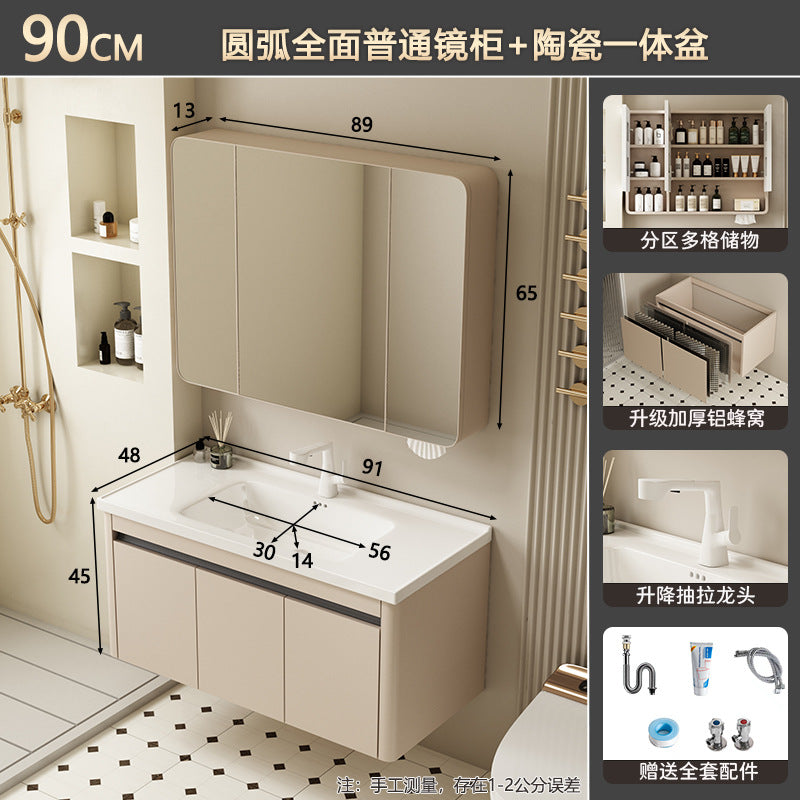 Bathroom cabinet ceramic all-in-one basin bathroom bathroom bathroom cabinet wash basin wash basin wash basin combination honeycomb aluminum