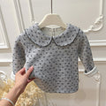 Girls' fall/winter new collection: fleece-lined floral print base layer top, perfect for early autumn outerwear. trendy autumn tops for girls, kids' clothing