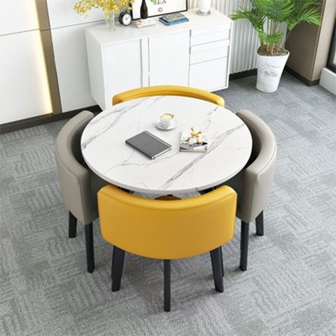 Collapsible dining table for home, small apartment, apartment, restaurant, shopfront negotiation table and chair set, reception round table