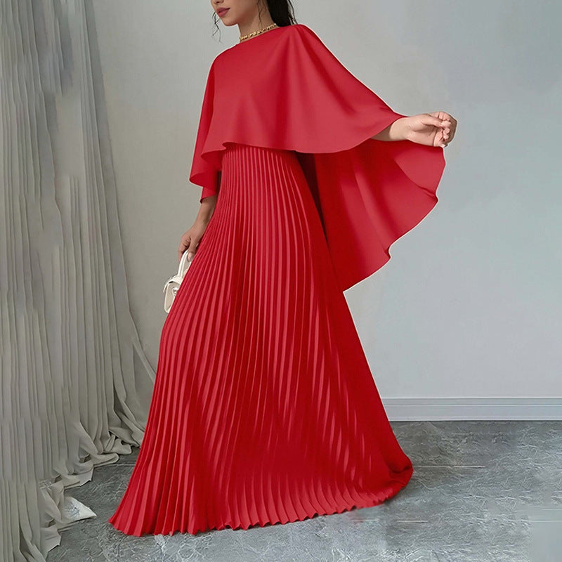 cross-border e-commerce women's fashion: european and american summer new arrivals - casual solid color batwing sleeve ruched asymmetrical skirt set