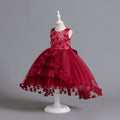 Amazon's new kids dress with trailing butterfly flower princess dress for female flower girl classyelegant piano performance dress
