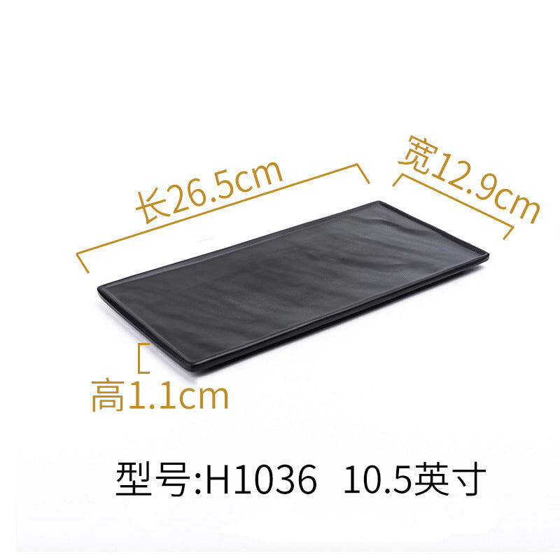 Melamine black tableware plastic dish imitation porcelain dinner plate cold dish plate barbecue hot pot plate barbecue restaurant plate commercial