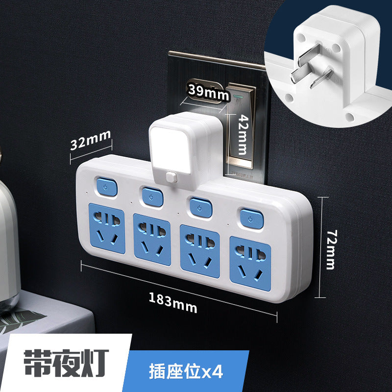 Multi-function wireless socket converter plug - one-to-multiple outlet panel with usb ports, night light, and power strip for home use