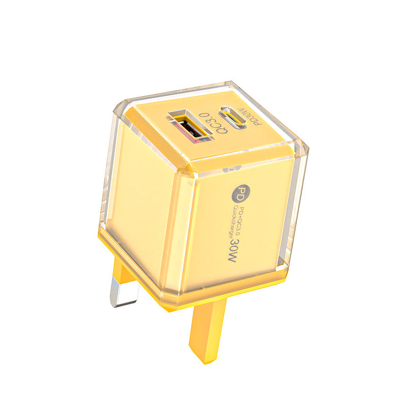 Big ice cube a+c macaron european, american and british mobile phone fast charging head qc3.0+pd20w dual-port cross-border supply