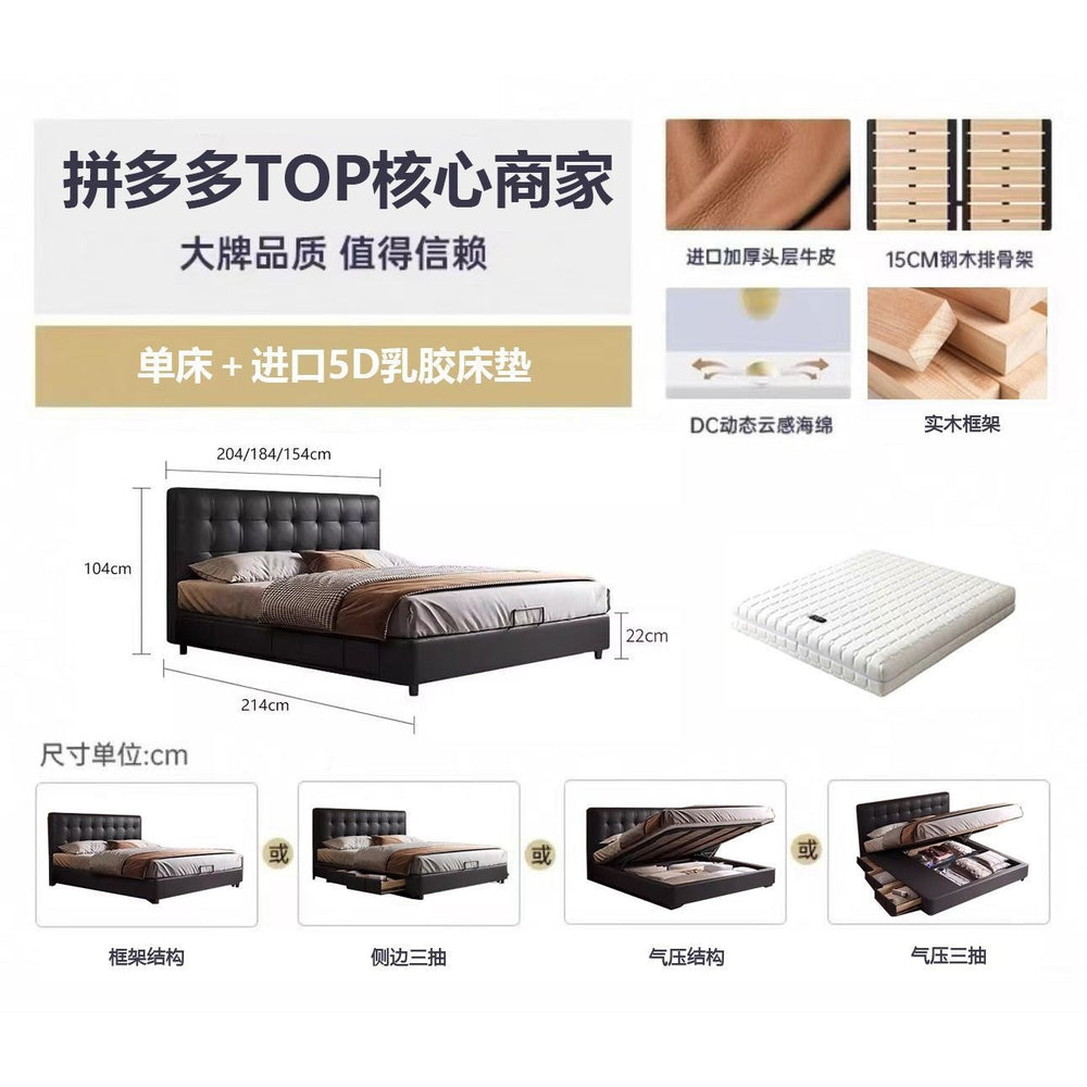 Big tree island home french retro storage waffle grids bed master bedroom bed italian light luxury black medieval style bed high box