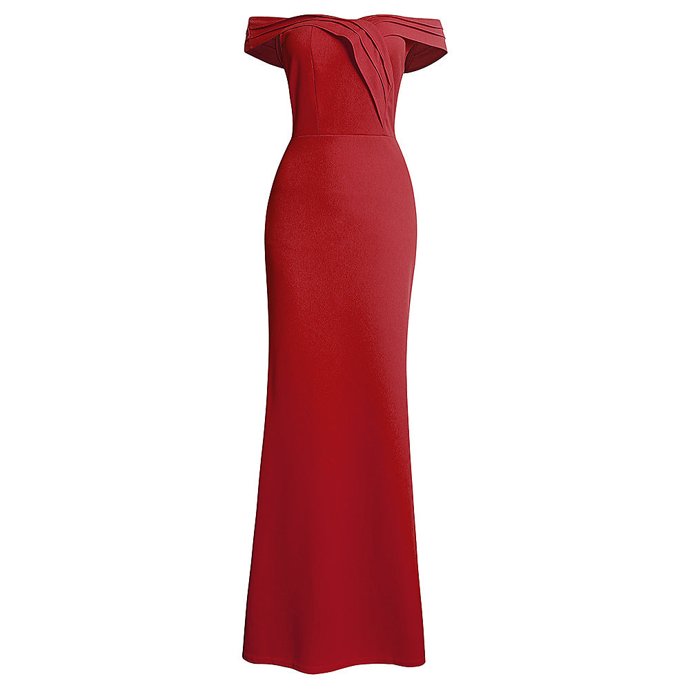 winter new arrival: women's v-neck off-the-shoulder hostess dress, long maxi dress - african style,  dropshipping available