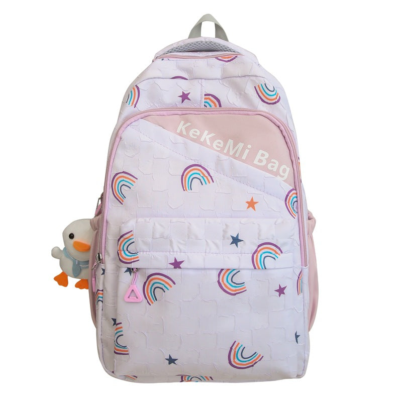 School bag, junior high school girls' new large-capacity cute girl backpack, primary school students in grades 5 to 9 to reduce the burden of backpacks