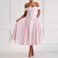 cross-border e-commerce women's fashion: european and american summer new arrivals - elegant and chic strapless one-shoulder evening gown dress