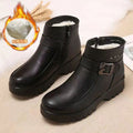 Winter slip-on fleece-lined cotton shoes heattech ladieswear shoes non-slipthickened cotton shoes for middle-aged and elderly people flatsnon-slip granny shoes