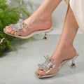 2026 summer new arrivals: european and american style one-strap pearl women's plus size high heel square toe sandals