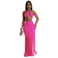 C7453 cross-border   fashion women's summer dress - tassel trim, bandeau style