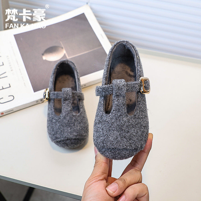 Vancahao girls' retro mary jane princess shoes - new autumn/winter  collection - kids' flat single strap mary janes