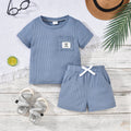 Baby boy & girl casual waffle knit pocket short sleeve top & shorts set