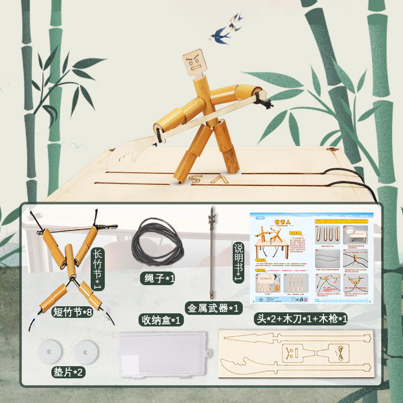 Primary school students handmade bamboo double interactive wooden desktop battle toys sixth grade teaching materials wholesale
