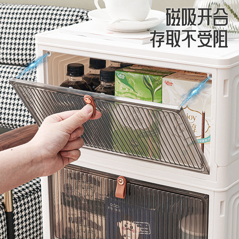 Storage box with wheels Removable snack storage cabinet Household clothing Multi-layer storage box Transparent dust-proof finishing box