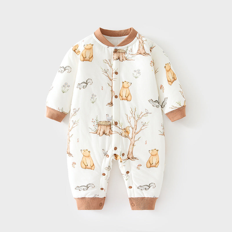 Babibele baby cotton-padded romper, quilted autumn/winter bodysuit, seamless onesie, lightweight cotton, thickened, snap-crotch crawling suit for infants and toddlers