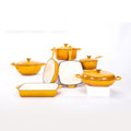 Household cast iron enamel non-stick pot seven-piece multi-purpose stew pot round frying pan steak plate baking dish pot set