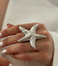 Gold-plated open ring wholesale european and american cross-border jewelry jewelry seaside conch starfish sense of design exaggerated ring for women