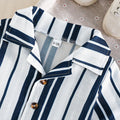 cross-border bestseller: baby & toddler casual shirt set - breathable pinstripe top + solid color shorts